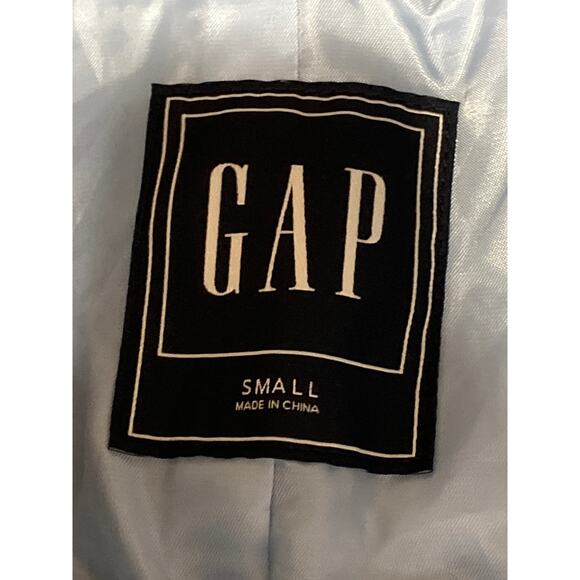 Gap Blue Sherpa Fleece Wide Collar Full Zip Long Sleeve Bomber Coat Jacket Sz S - Picture 3 of 5